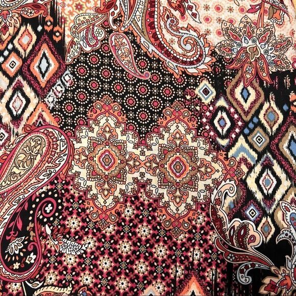 Sami & Jo Boho Paisley Top Small 3/4 cinched tie sleeve high low - Picture 4 of 8